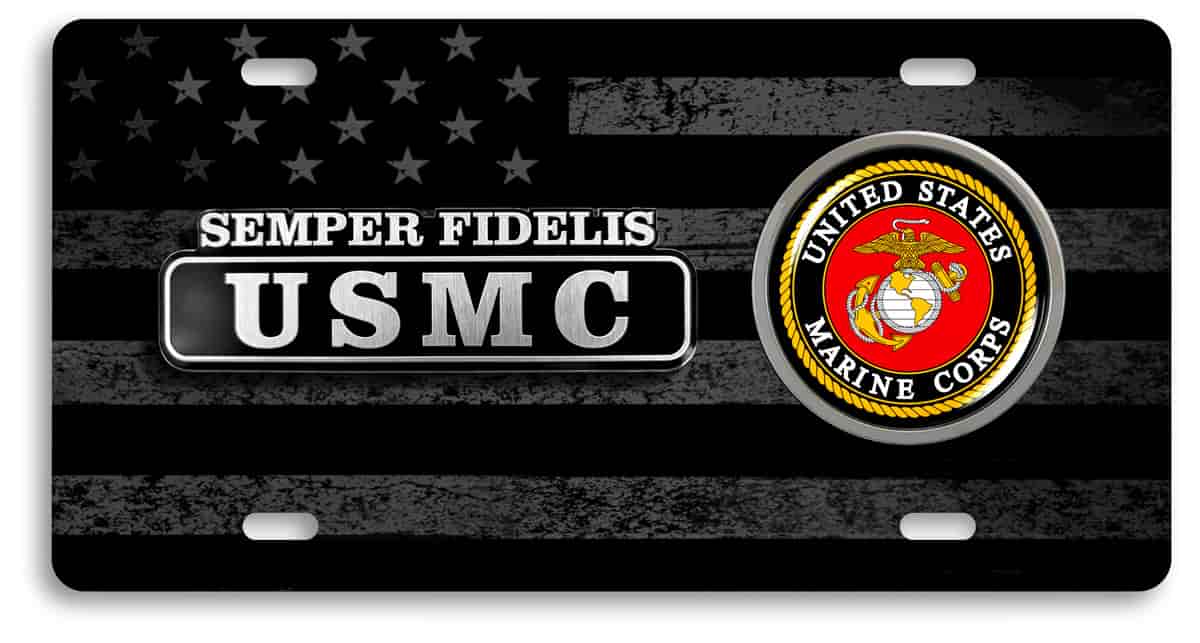 USMC - Semper Fidelis - Stainless Steel Car License Plate